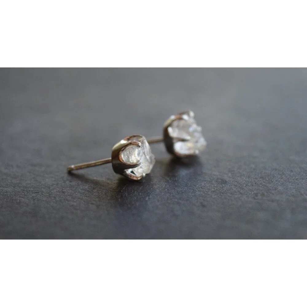 Lake County diamond earrings, 925 sterling silver, raw gemstones